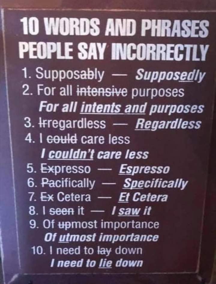 10 Words and Phrases People Say Incorrectly | Leila World Blog